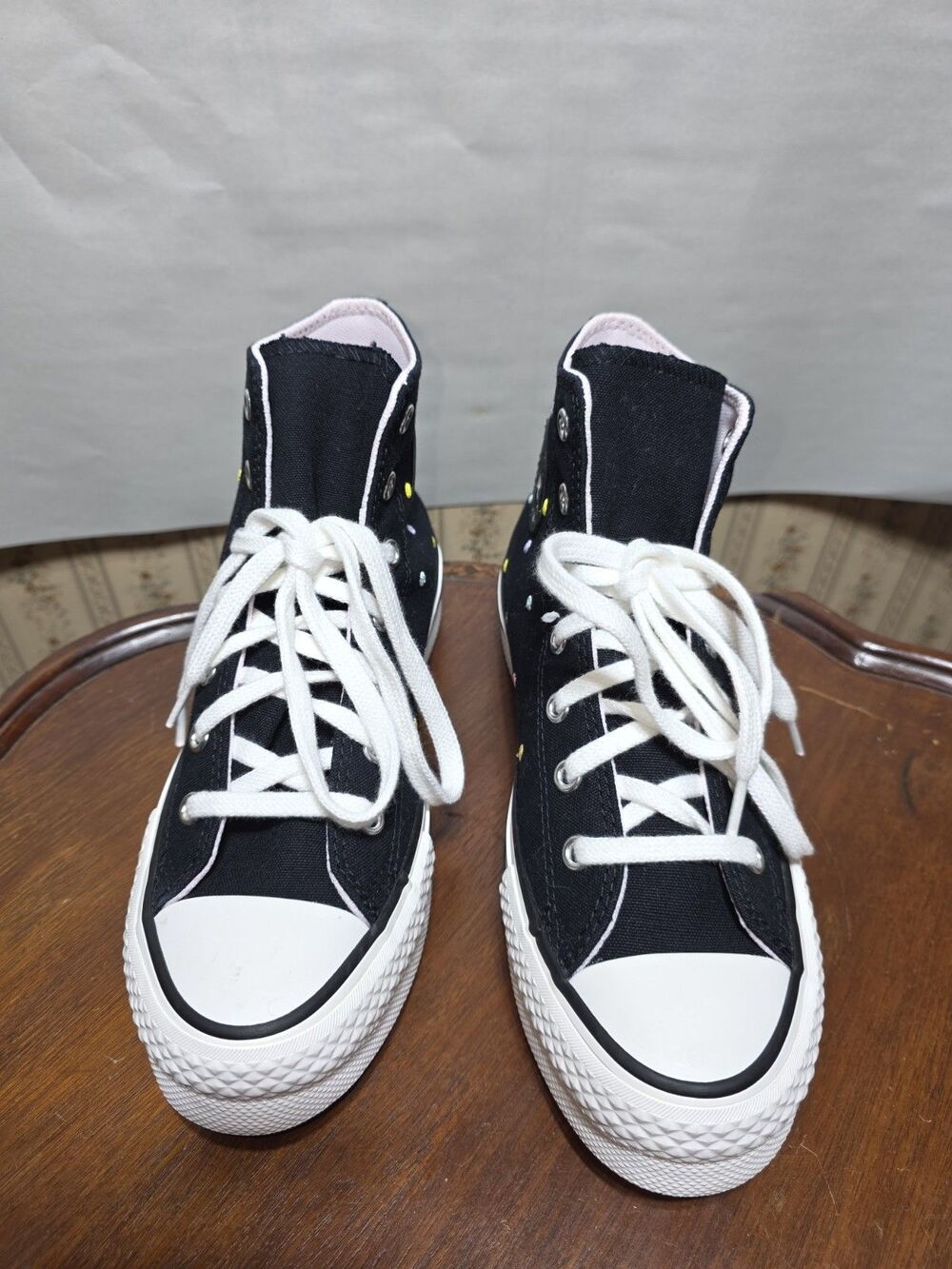Converse CTAS EVA Lift Hi Dot GS Youth 4 Black Multicolor Polka Dot Platform